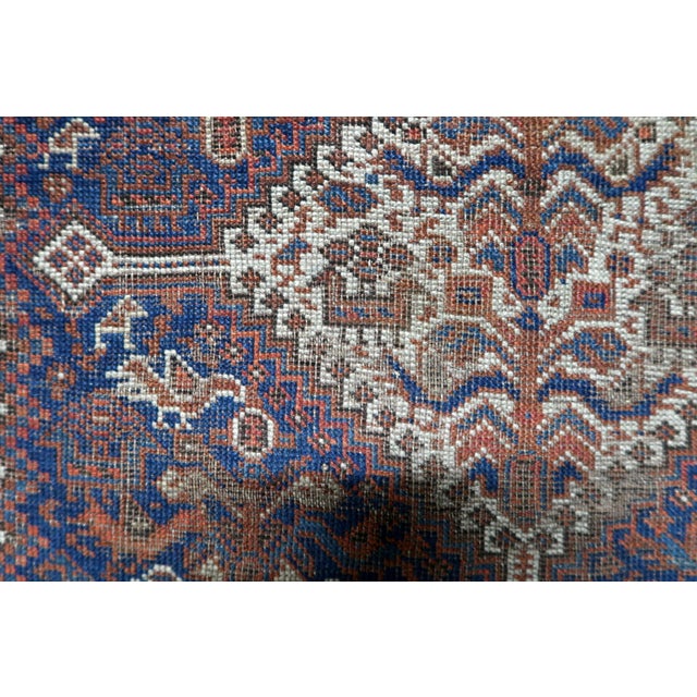 Textile 1880s, Antique Persian Khamseh Handmade Rug 3.6' X 4.8' For Sale - Image 7 of 13