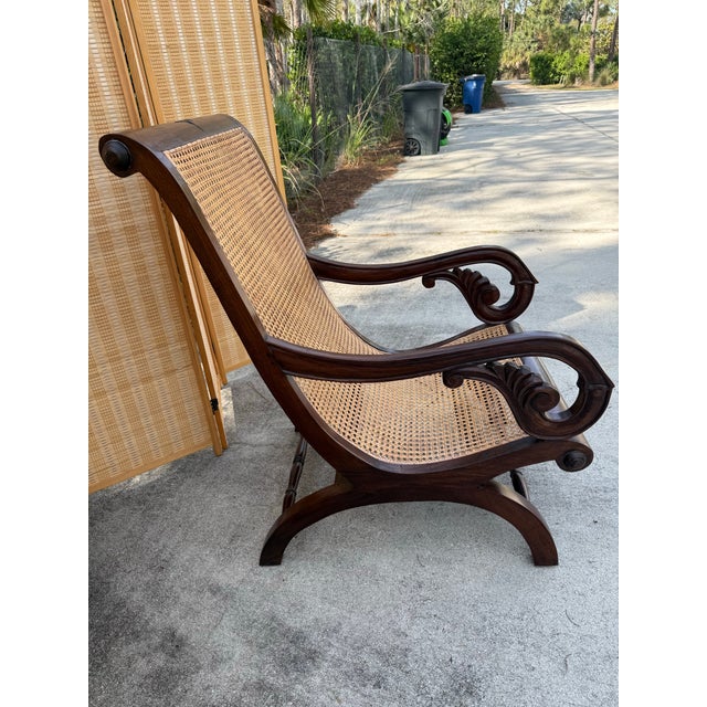 1970s Vintage British Colonial Caned Plantation Chair For Sale - Image 5 of 11