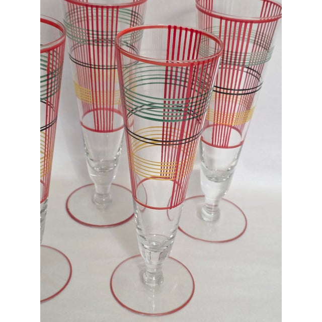 Mid 20th Century Art Deco Pilsner Beer Glasses - Set of 7 For Sale - Image 4 of 9