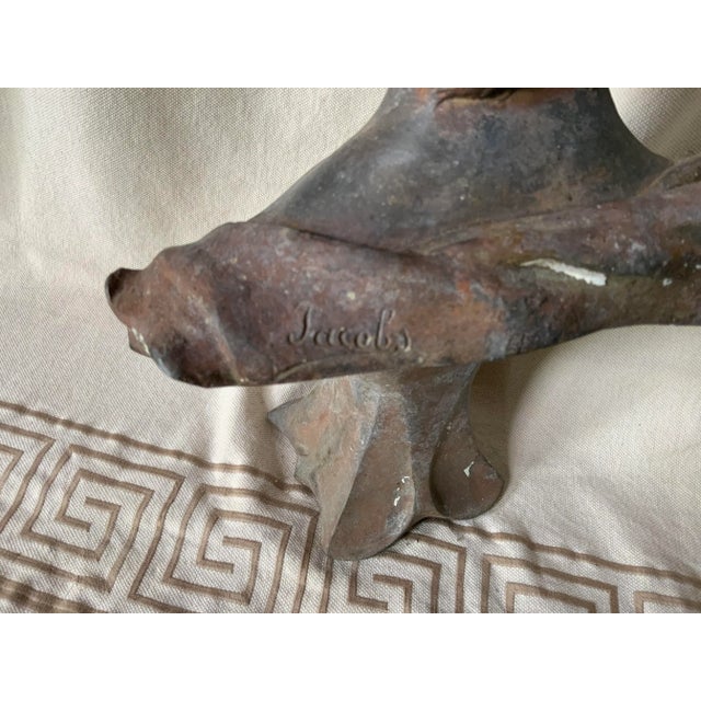 Late 19th Century Antique French Art Nouveau Cast Iron Bust of a "Coquette" After Pablo Rigual For Sale - Image 5 of 13