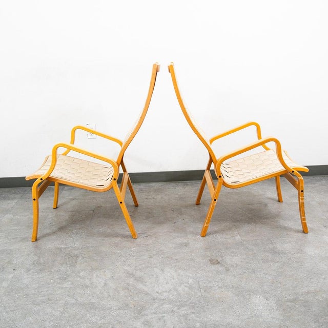 Mid-Century Modern Mid Century Danish Modern Lounge Chair Set Armchair Cream Finn Ostergaard Pair For Sale - Image 3 of 12