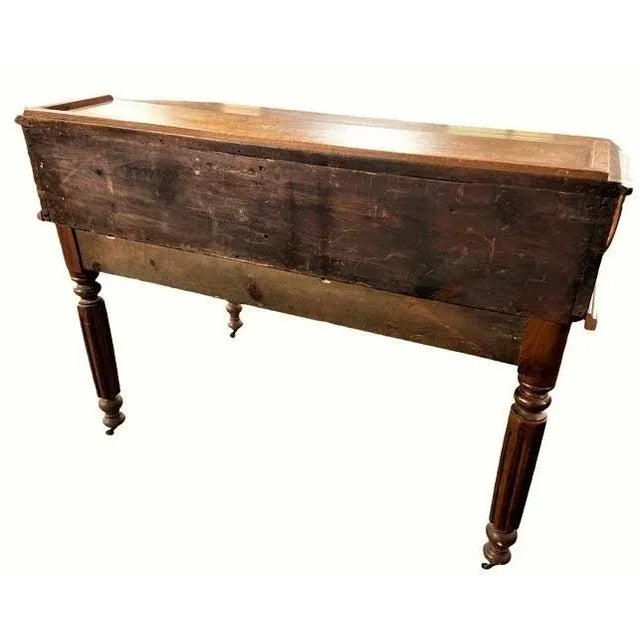 19th Century Antique Walnut Slant Top 48" W X 46" D X 37" H Merchant or Drafting Desk for Use Standing For Sale - Image 4 of 7