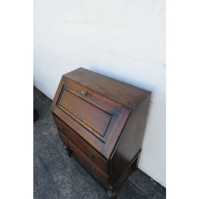 Early 1900s Solid Oak Wood Secretary Desk 6127 For Sale - Image 15 of 15