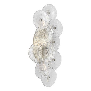 Julie Neill for Visual Comfort Signature Gianna 21" Layered Sconce in Burnished Silver Leaf with Clear Glass For Sale