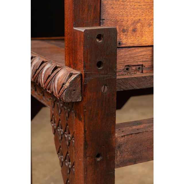 1880 Victorian Carved Mahogany Open-Back Monogram Armchair For Sale - Image 14 of 15