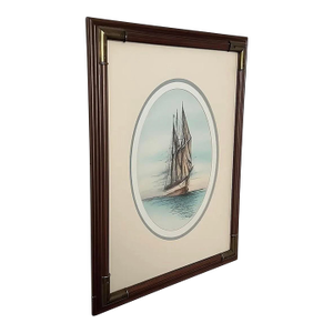Michigan Maritime Watercolor 'j.t. Wing' Detroit's Last Wooden Schooner by Joseph A. Cilluffo (1991)