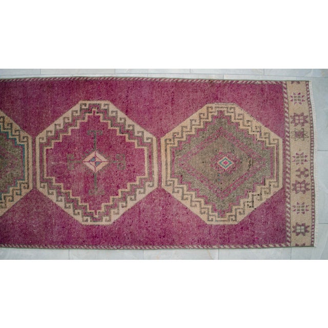 Hand-Knotted Turkish Runner Rug Hallway Rug, Kitchen Runner, Bed Side Accent - 3′ × 11′3″ For Sale - Image 10 of 13