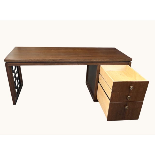 Modernist Sculptural Walnut Desk With Asymmetrical Geometric Base For Sale - Image 14 of 17