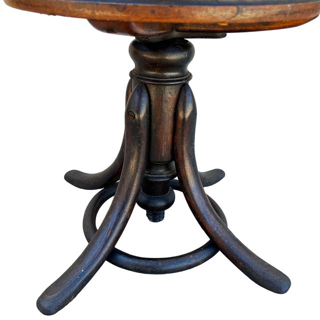 Wood Late 19th Century Victorian Vienna Bent Oak & Cane Low Piano Stool Attributed to Thonet No. 01 For Sale - Image 7 of 9