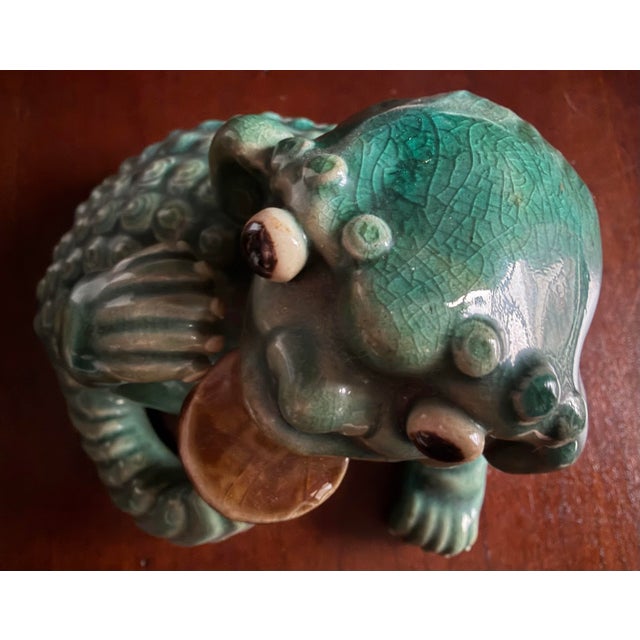 Chinese Vintage Pair of Good Luck / Lucky Foo Dogs / Dragons With Coins in Their Mouths. Fabled to Bring Good Fortune and Good Luck. For Sale In Chicago - Image 6 of 10