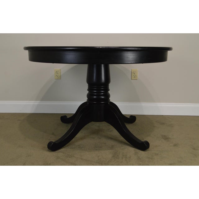 Crate & Barrel Black Round Pedestal Dining Table W/ Leaf Chairish