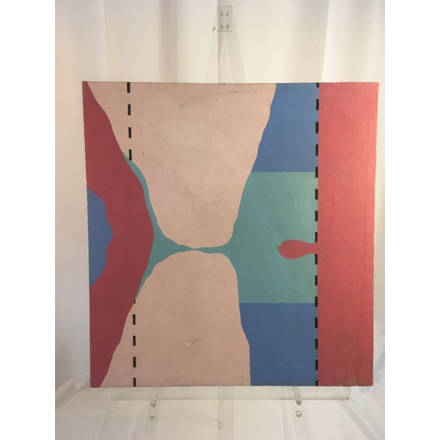 Blue 1960s Abstract Oil Painting on Canvas For Sale - Image 8 of 8