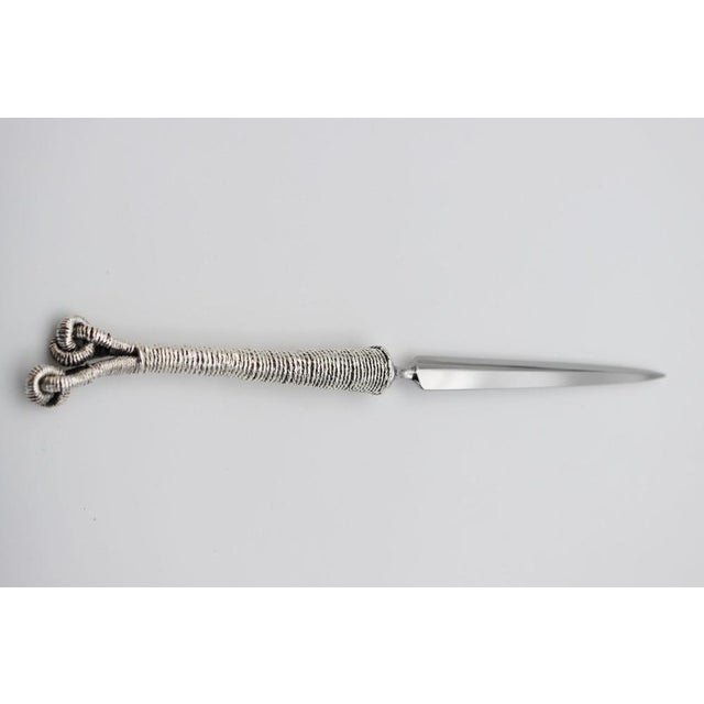 Contemporary Silver Bronze Letter Opener or Paper Cutter by Richard Lauret For Sale - Image 3 of 7