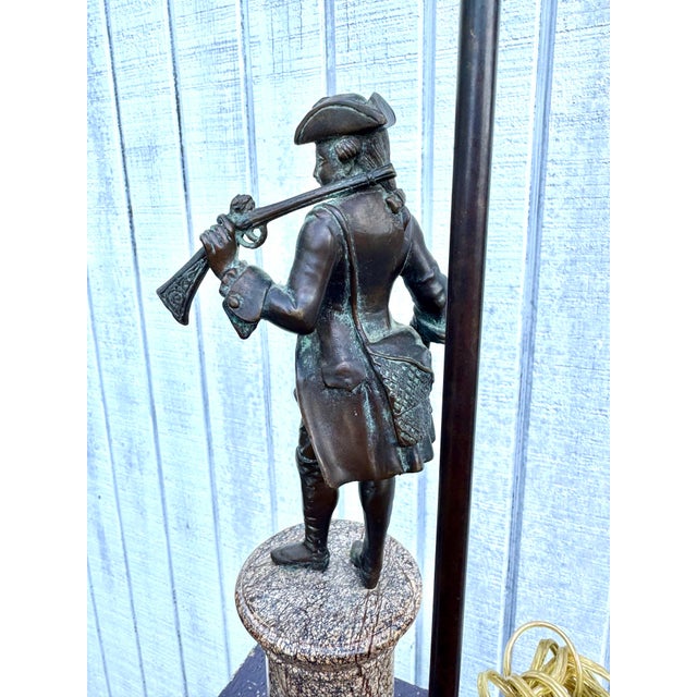 American Vintage Bronze on Marble Colonial Williamsburg Table Lamp For Sale - Image 3 of 8