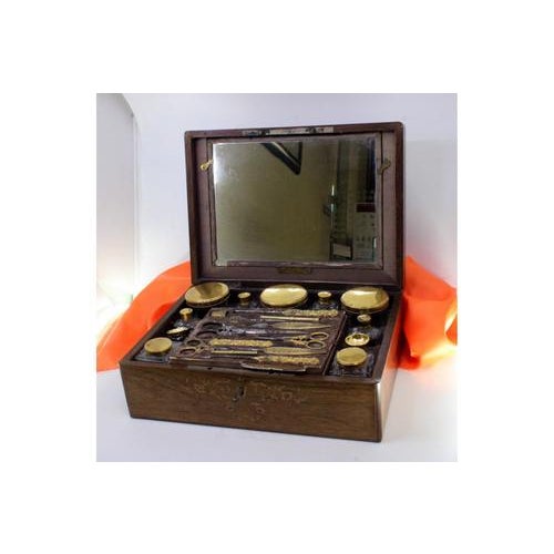Suitcase with Gold Sewing Set For Sale - Image 10 of 10