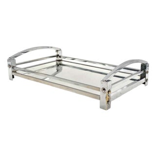 Modernist Mirrored Tray by Jacques Adnet for Maison Adnet, France, 1940-1950 For Sale