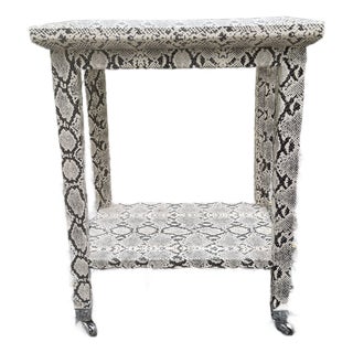 Sophisticated Karl Springer Style Python Skin Wrapped Telephone Table For Sale