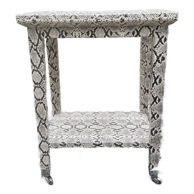 Sophisticated Karl Springer Style Python Skin Wrapped Telephone Table For Sale