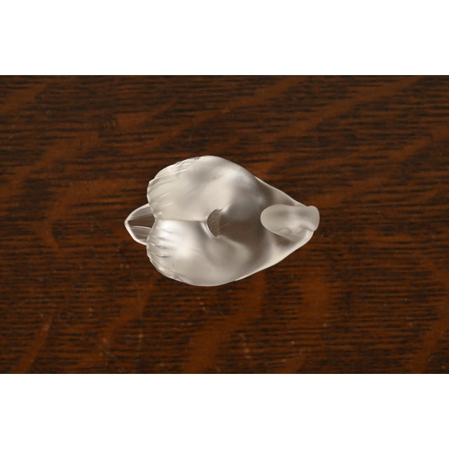 Transparent Lalique Art Deco Frosted Crystal Swan Figurine For Sale - Image 8 of 14