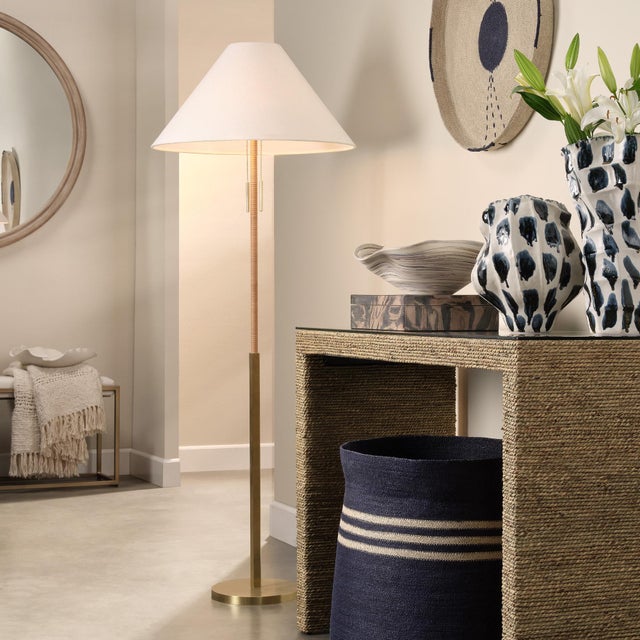 Harrison Floor Lamp, Natural Rattan Warm and welcoming, this tropically inspired floor lamp blends ease and elegance with...