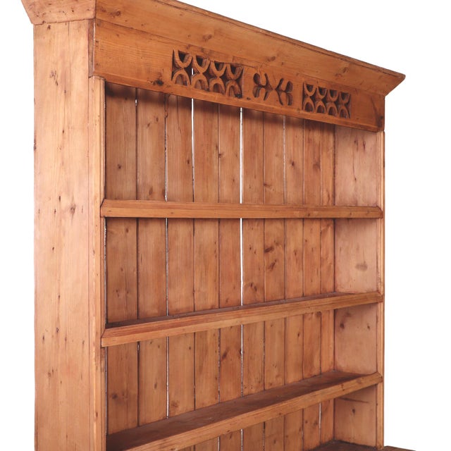 English Pine Stepback Dresser Bookcase, One Piece, 19th C. For Sale - Image 4 of 7