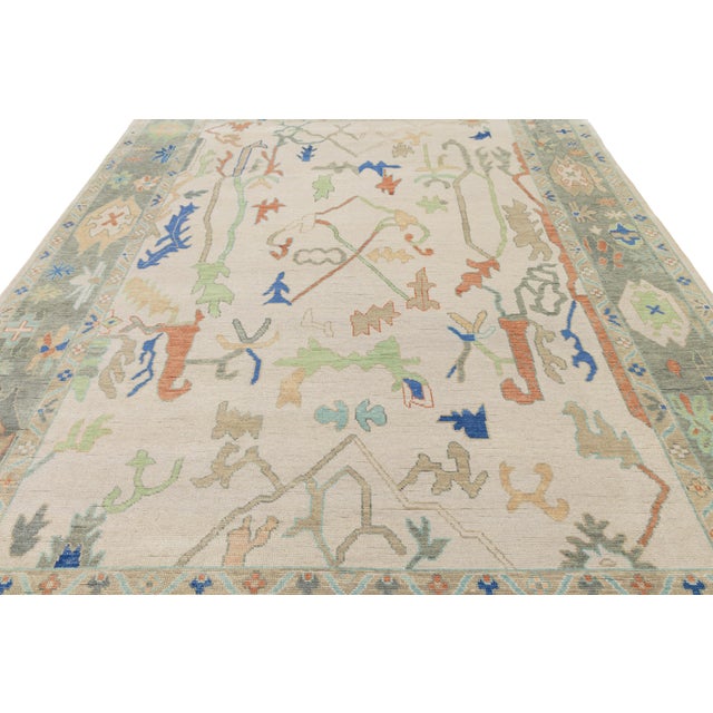 Ivory Contemporary Modern Oushak Style Hand-Knotted Wool Area Rug in Soft Neutrals For Sale - Image 8 of 12