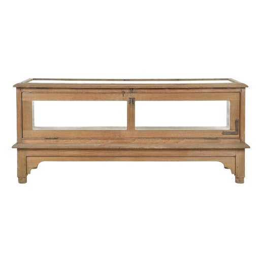 Low Display Case in Wood and Glass For Sale