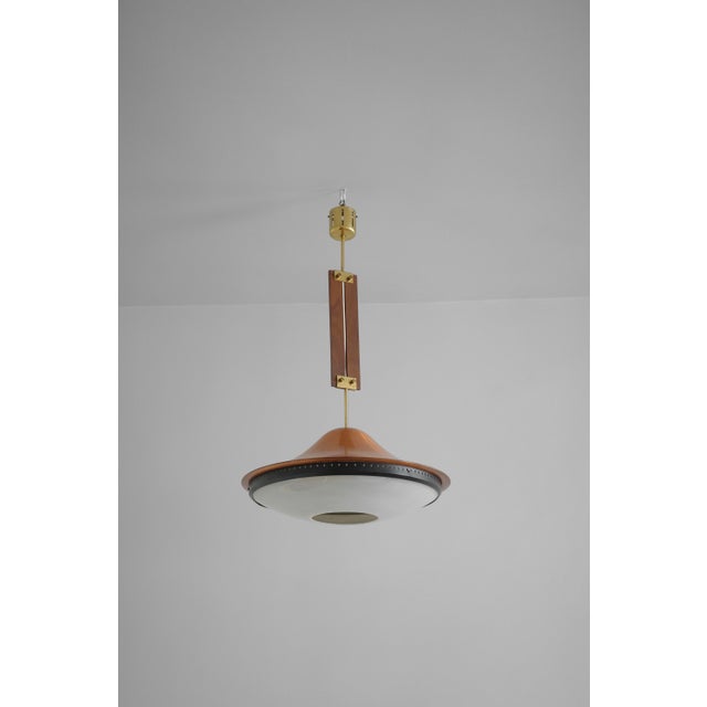 Black Mid-Century Modernist Aluminum and Wood Pendant, 1960s For Sale - Image 8 of 8