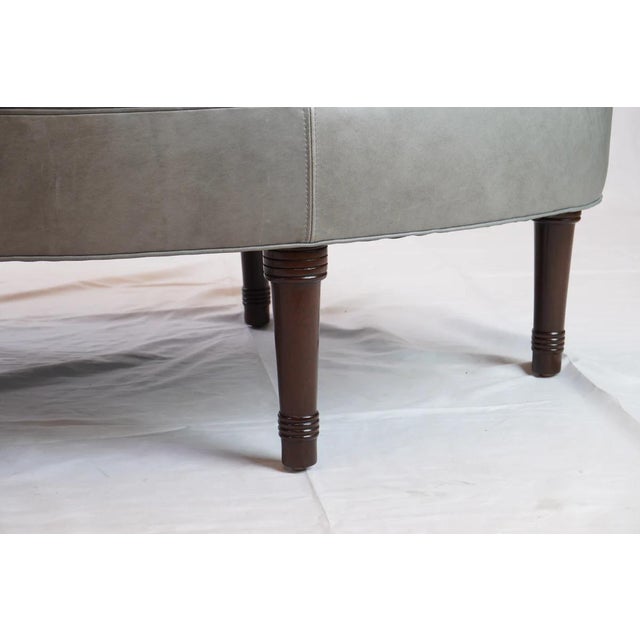Wood Jonas NY Upholsterer Oval Leather Ottoman or Table For Sale - Image 7 of 12