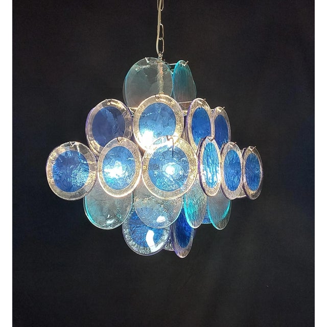 1980s Vintage Murano Pendant Light with Handmade Glass Discs, 1980s For Sale - Image 5 of 10