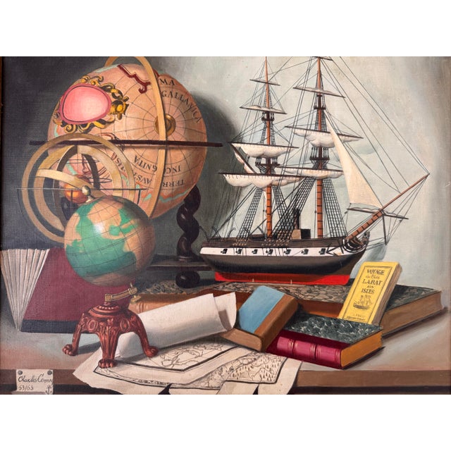 A museum-quality nautical still life by the celebrated European master Charles Cerny (1892–1965). Executed in 1963, this...