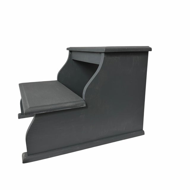 Vintage mahogany bed steps hand painted in dark gray. Nice heavy weight and very sturdy. Measures 17.5” w x 18.5” d x...