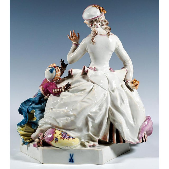 1950s Large Crinoline Lady Playing with Child Figurine by Paul Scheurich for Meissen, 1956 For Sale - Image 5 of 12
