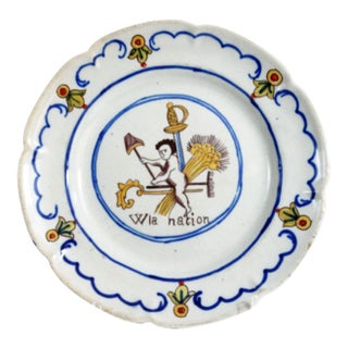 Collector's Antique Faience French Revolution Plate For Sale