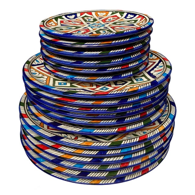 Ceramic plates from (Morocco), handmade and hand painted. Three deferential plate sizes, of the high quality of Fes...