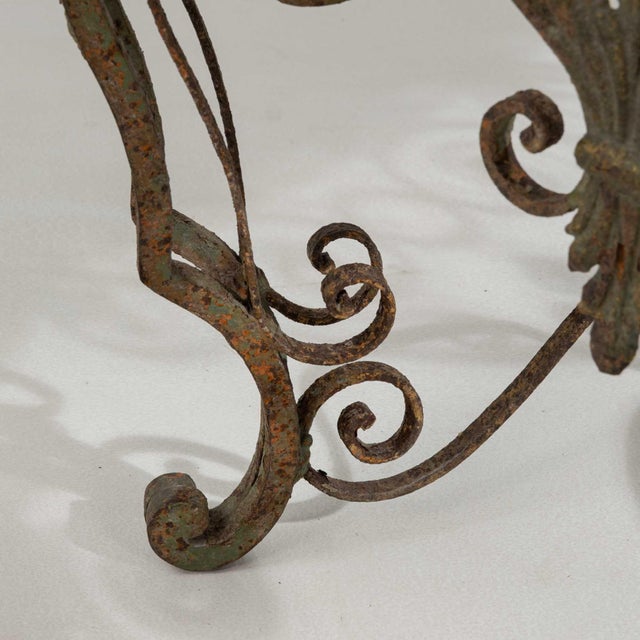 1960-1969 Italy Aged Wrought Iron Marble-Top Wrought Iron Console For Sale - Image 9 of 10