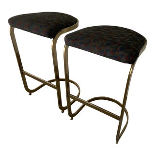 Milo Baughman Style Vintage Bar Stools - a Pair For Sale
