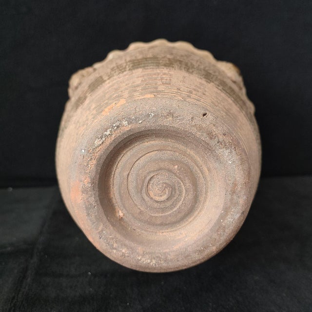 Early 20th Century Chinese Ceramic Pot,Brown Glaze Porcelain Granary Jar Hand Carved Figures and Architecture Pattern For Sale - Image 5 of 11