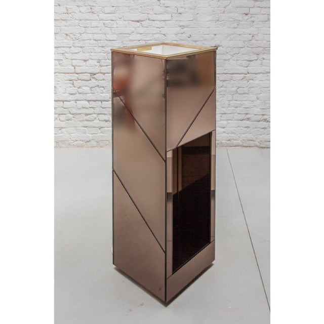 Hollywood Regency Smoked Mirrored Illuminated Planter attributed to Belgo Chrome, 1970s For Sale - Image 3 of 15