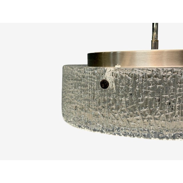 Kaiser Leuchten, Textured Glass, Nickel, Pendant Light, Germany, 1960s For Sale In New York - Image 6 of 8