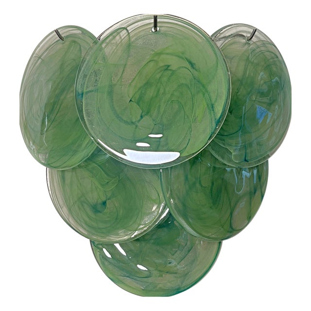 Alabaster Green Glass Discs Wall Sconces, 1990s, Set of 2 For Sale