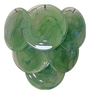 Alabaster Green Glass Discs Wall Sconces, 1990s, Set of 2