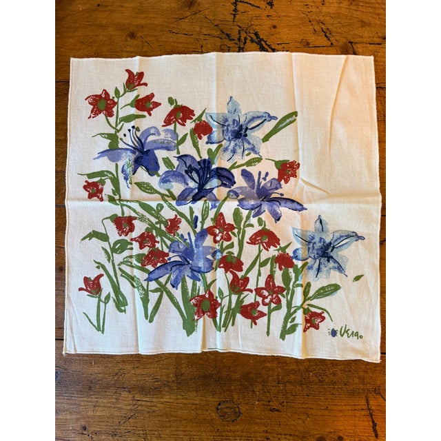 Mid-Century Modern 1980s Vera Napkins, Lily Floral Pattern, Set of 2 For Sale - Image 3 of 7