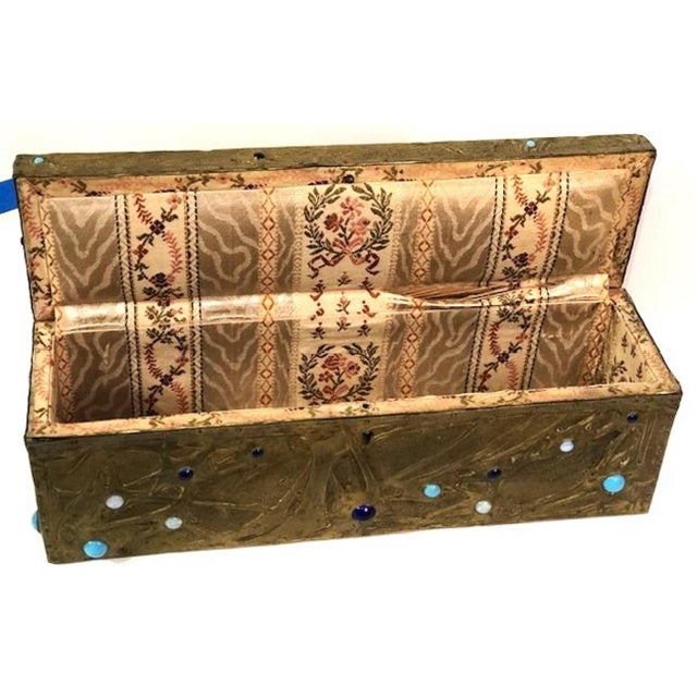 Continental Art Nouveau Copper, Glass & Wood Jewelry Box, Ca. 1900 For Sale - Image 10 of 12