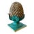 1960s Gold & Green Pinecone Finial Sculpture With Acanthus Leaf Motif and Square Plinth For Sale
