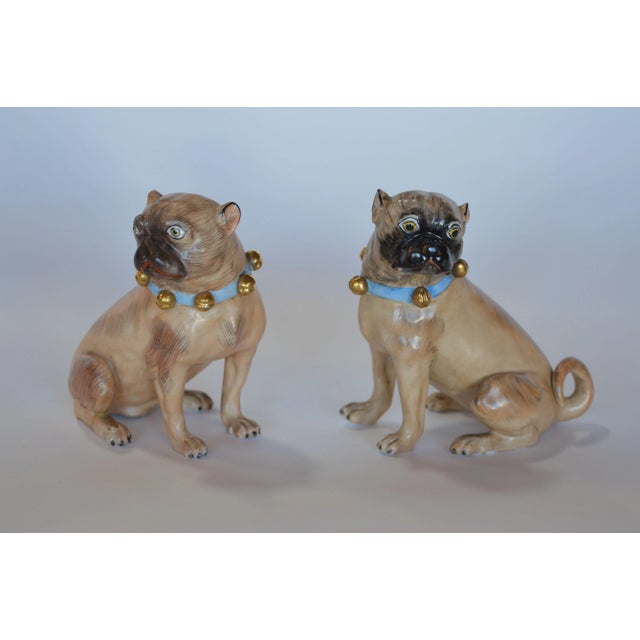 Figurative German Pair of Dresden Male & Female Bulldog Porcelain Figures For Sale - Image 3 of 9