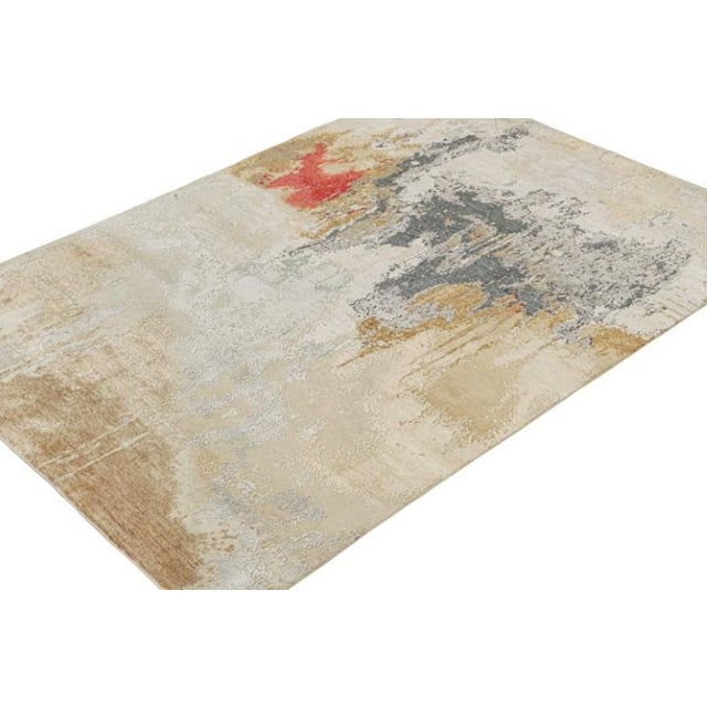 Rug & Kilim Rug & Kilim’s Modern Abstract Rug in Beige-Brown, Gray and Red For Sale - Image 4 of 7