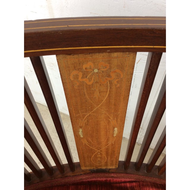 Antique Edwardian Inlaid Mahogany Settee For Sale - Image 11 of 18