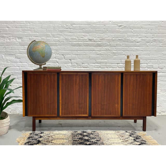 Simple + Classic Walnut Mid Century Modern Credenza / Media Stand / Sideboard by Dillingham, C. 1960's For Sale - Image 9 of 11