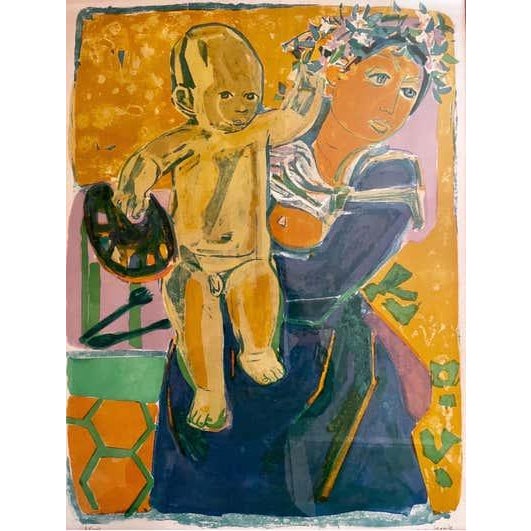 Vintage Lithograph Roger Bezombes: 1913-1994, French pencil signed and numbered circa 1950's Frame Size: 25 1/2" x 31 1/2"...